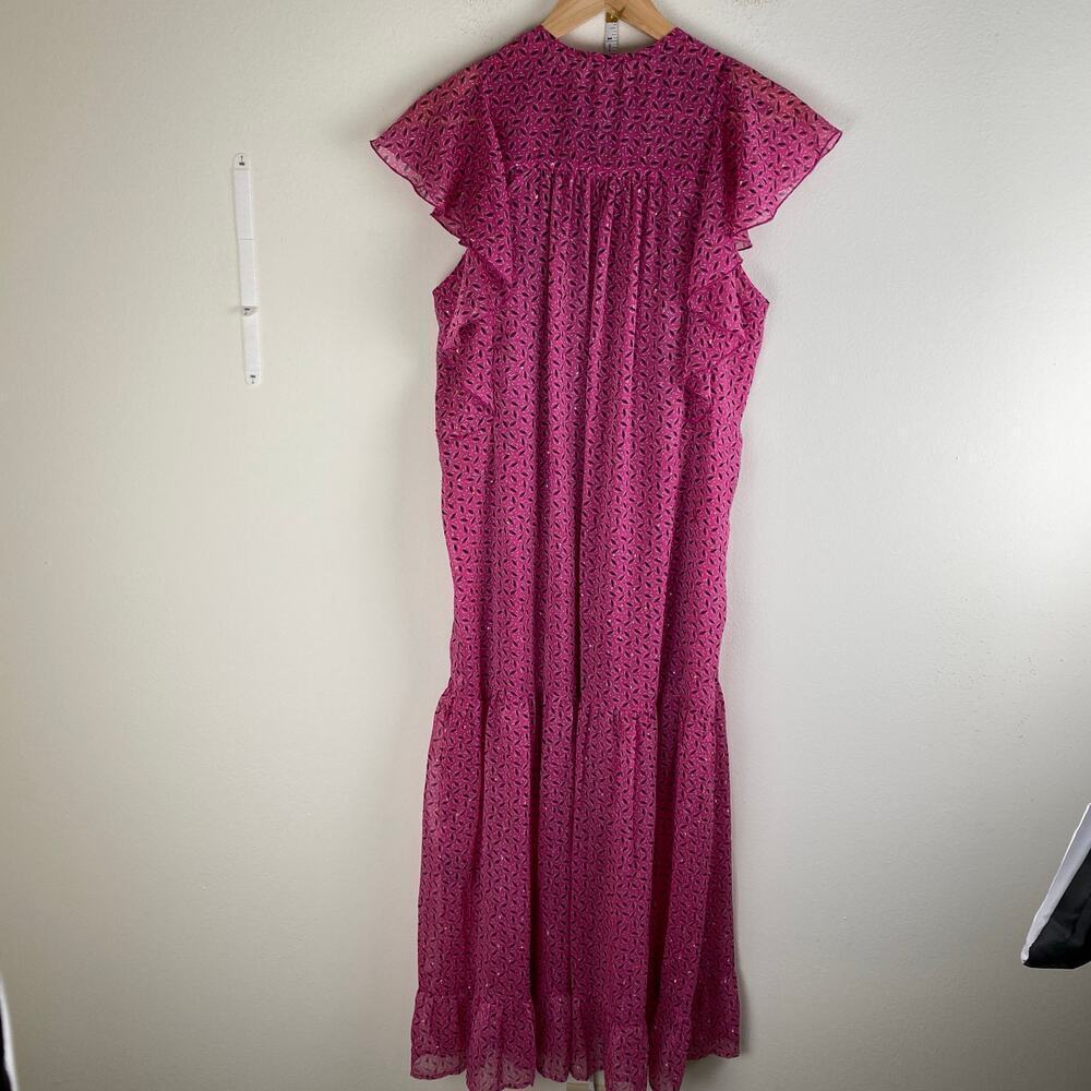 Sabina Musáyev Riviera Pink Tiered Printed Maxi Dress Size M - Picture 11 of 16